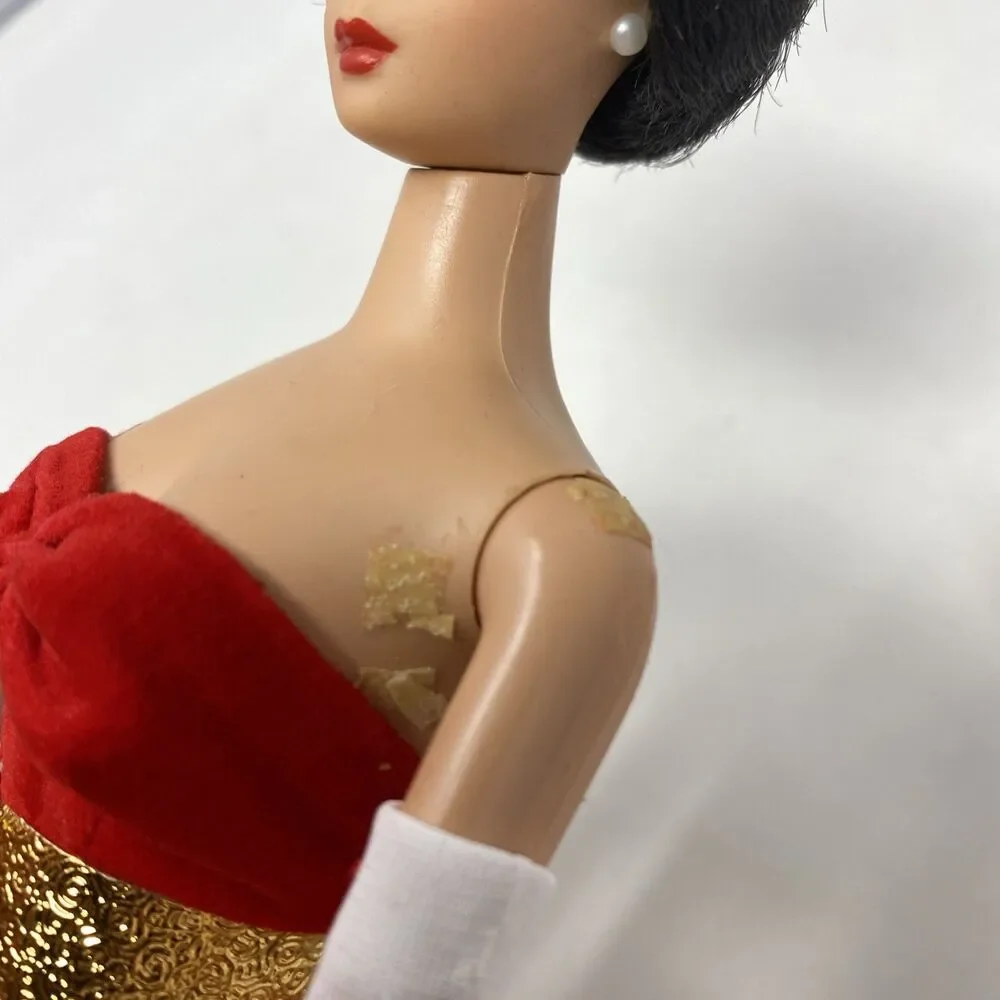 Vintage Brunette Barbie Bubble Cut 1958/1993 Reproduction in Red Velvet Outfit